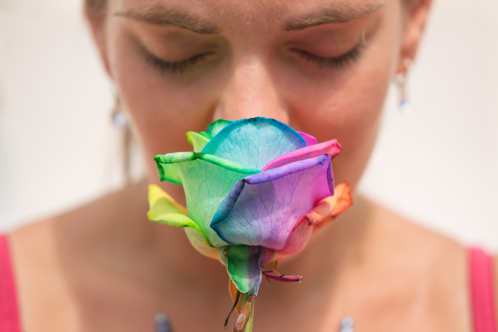 Imagine rainbow-colored roses